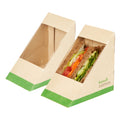 Sustain Bamboo Paper Large Sandwich Box - with PLA Lining and Window, Compostable - 4 3/4" x 4 3/4" x 3 1/4" - 25 count box