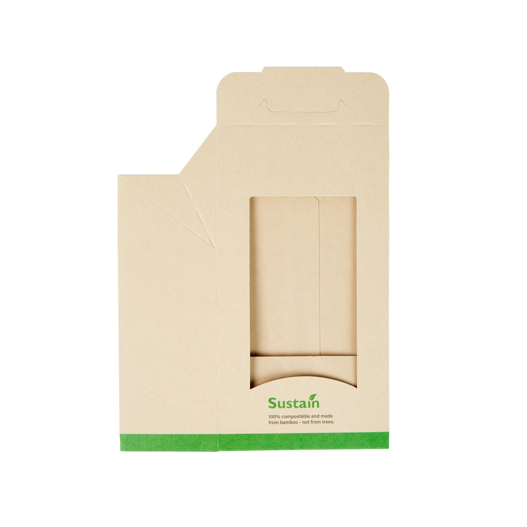 Sustain Bamboo Paper Sandwich / Wrap Take Out Container - with PLA Lining and Window, Compostable - 6" x 3 3/4" x 2" - 50 count box