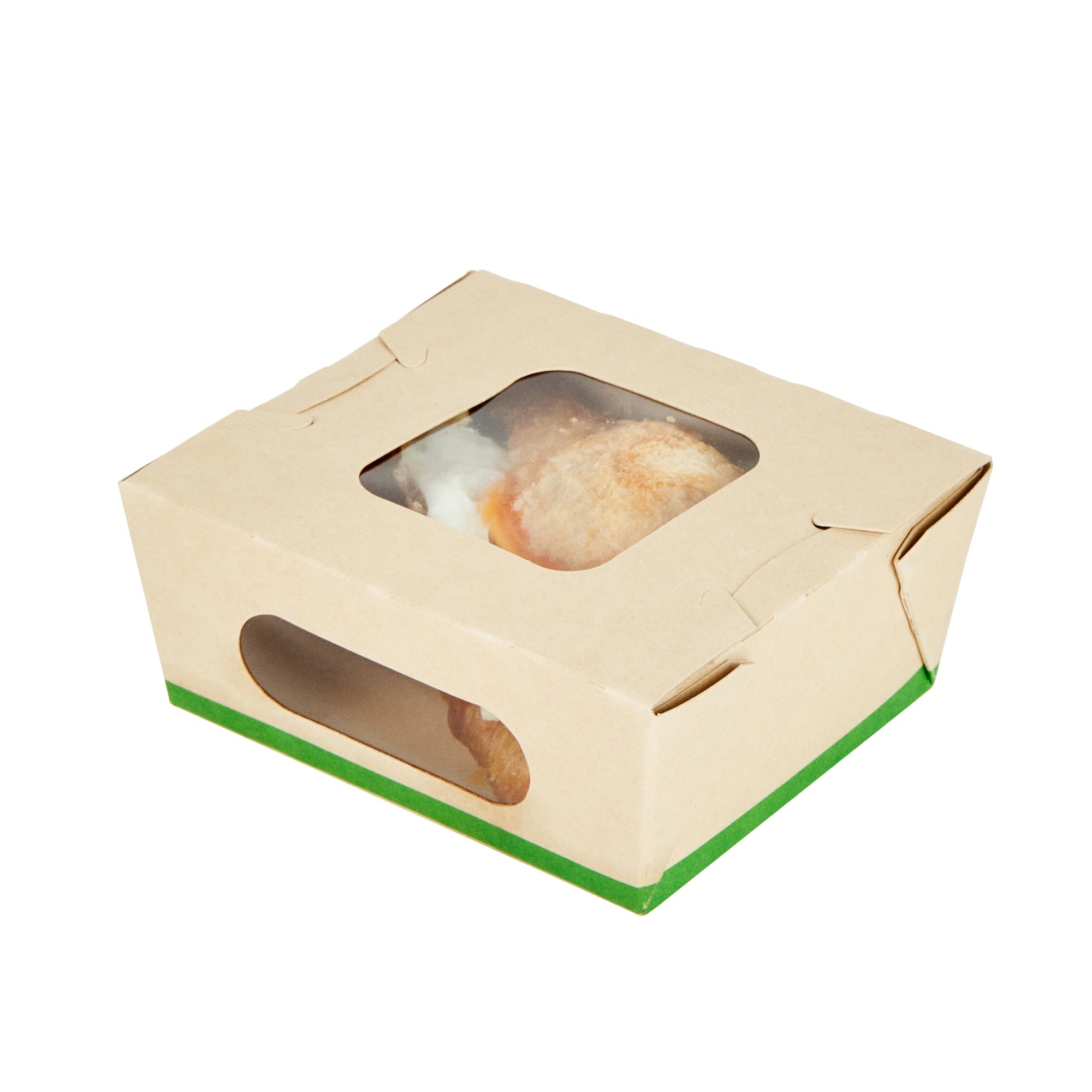 Sustain 12 oz Bamboo Paper Mini Bio Take Out Container - with PLA Lining and Windows, Compostable - 4 1/4" x 3 3/4" x 1 3/4" - 50 count box