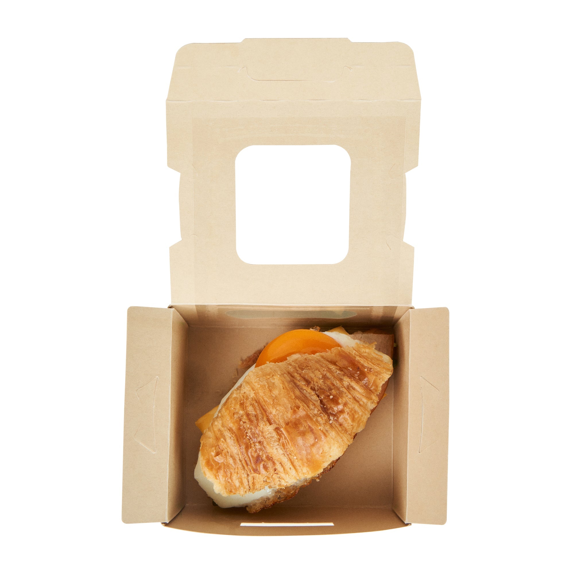 Sustain 12 oz Bamboo Paper Mini Bio Take Out Container - with PLA Lining and Windows, Compostable - 4 1/4" x 3 3/4" x 1 3/4" - 50 count box