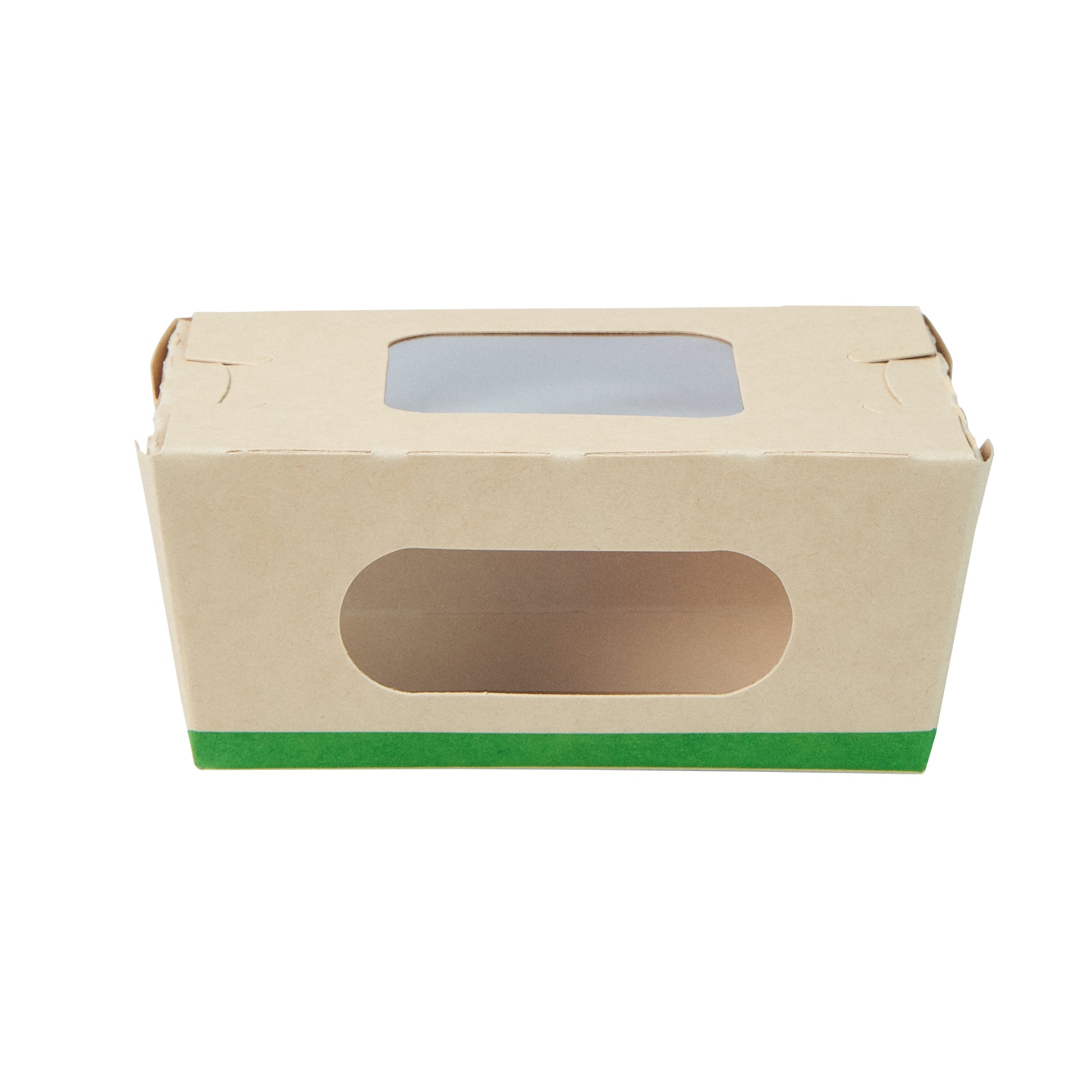 Sustain 12 oz Bamboo Paper Mini Bio Take Out Container - with PLA Lining and Windows, Compostable - 4 1/4" x 3 3/4" x 1 3/4" - 50 count box