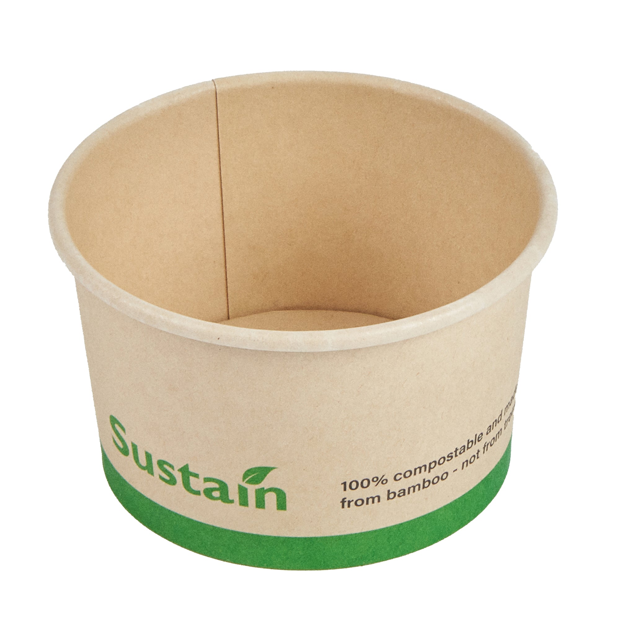 Sustain 3 oz Round Bamboo Paper To Go Cup - with PLA Lining, Compostable - 3" x 3" x 1 3/4" - 50 count box