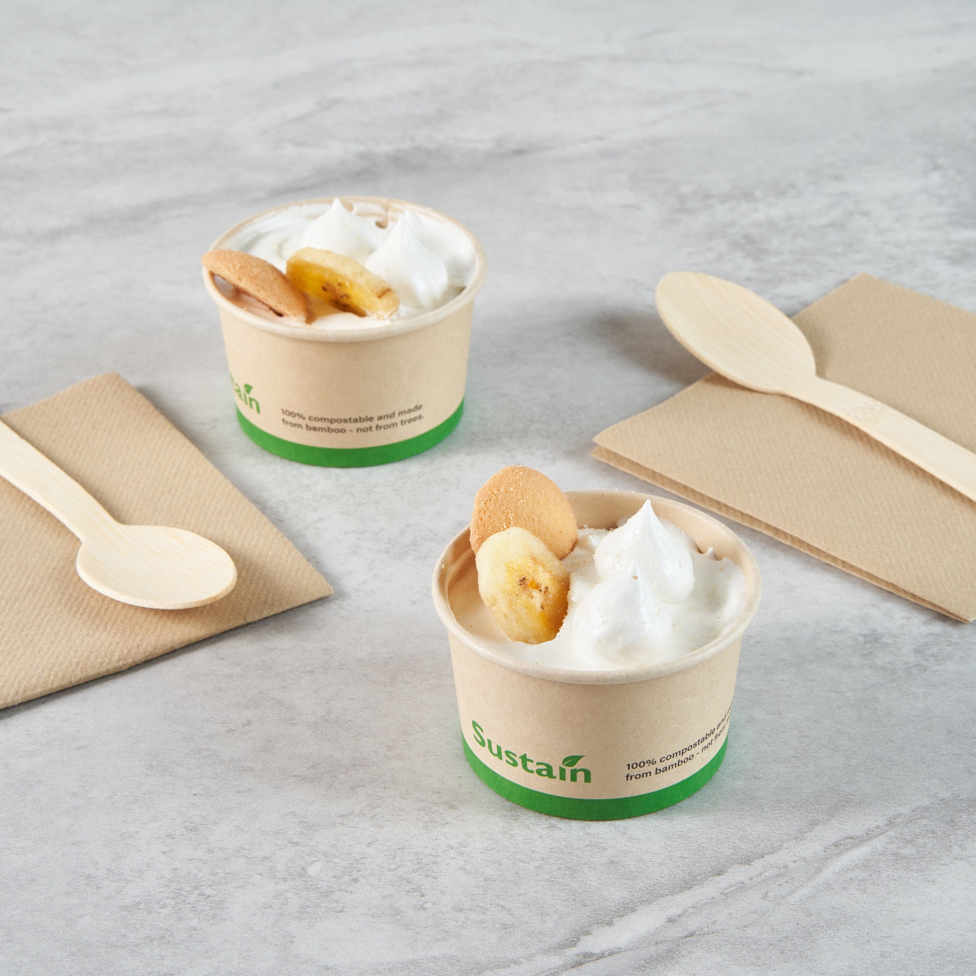 Sustain 3 oz Round Bamboo Paper To Go Cup - with PLA Lining, Compostable - 3" x 3" x 1 3/4" - 200 count box
