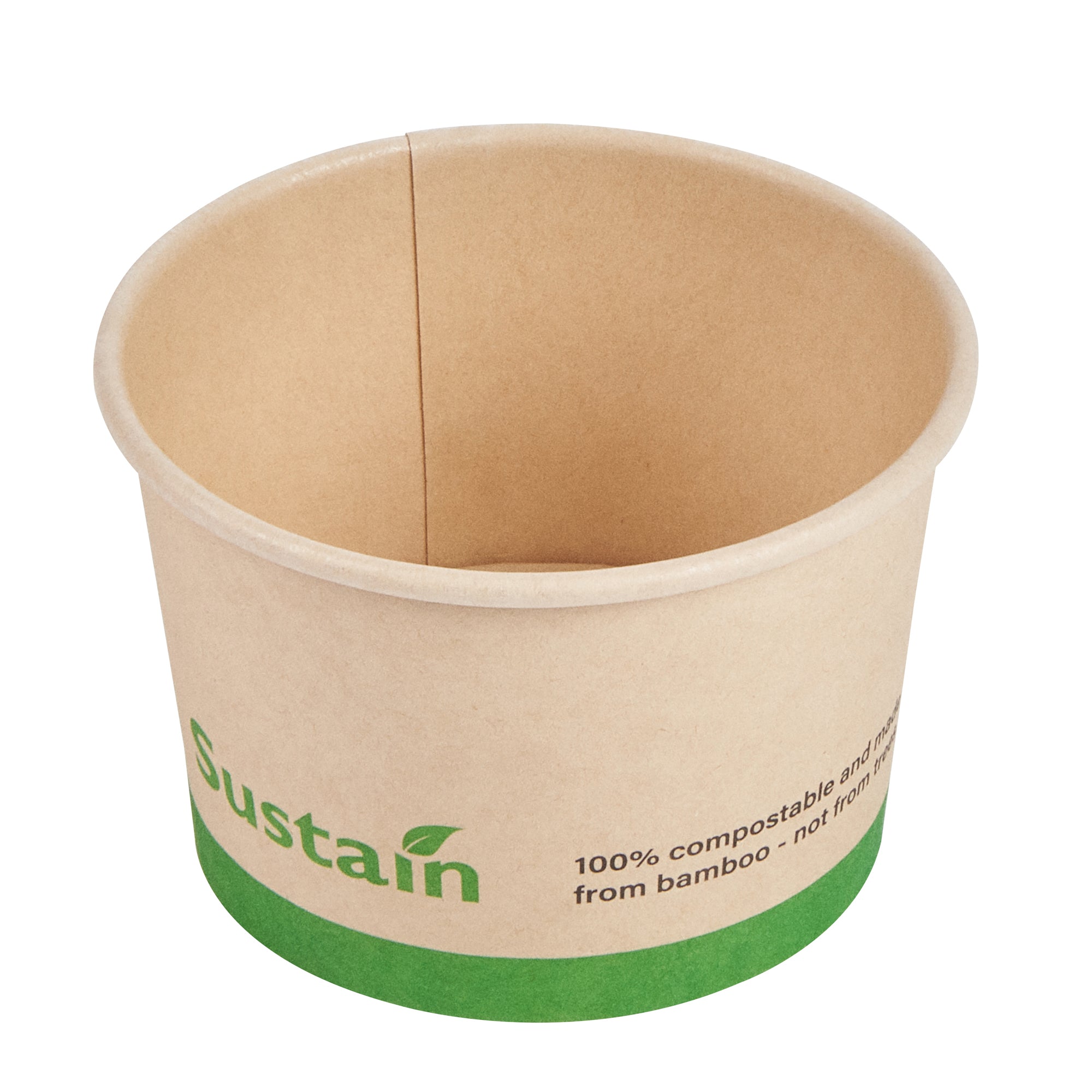 Sustain 4 oz Round Bamboo Paper To Go Cup - with PLA Lining, Compostable - 3" x 3" x 2 1/2" - 50 count box