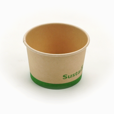 Sustain 4 oz Round Bamboo Paper To Go Cup - with PLA Lining, Compostable - 3" x 3" x 2 1/2" - 200 count box
