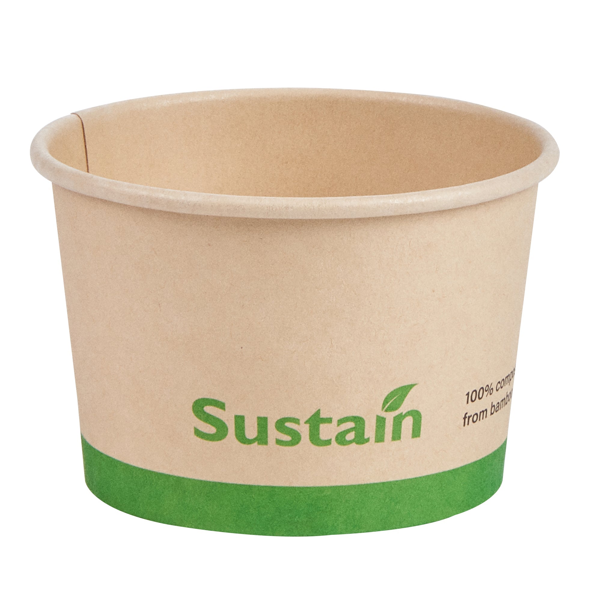 Sustain 4 oz Round Bamboo Paper To Go Cup - with PLA Lining, Compostable - 3" x 3" x 2 1/2" - 200 count box