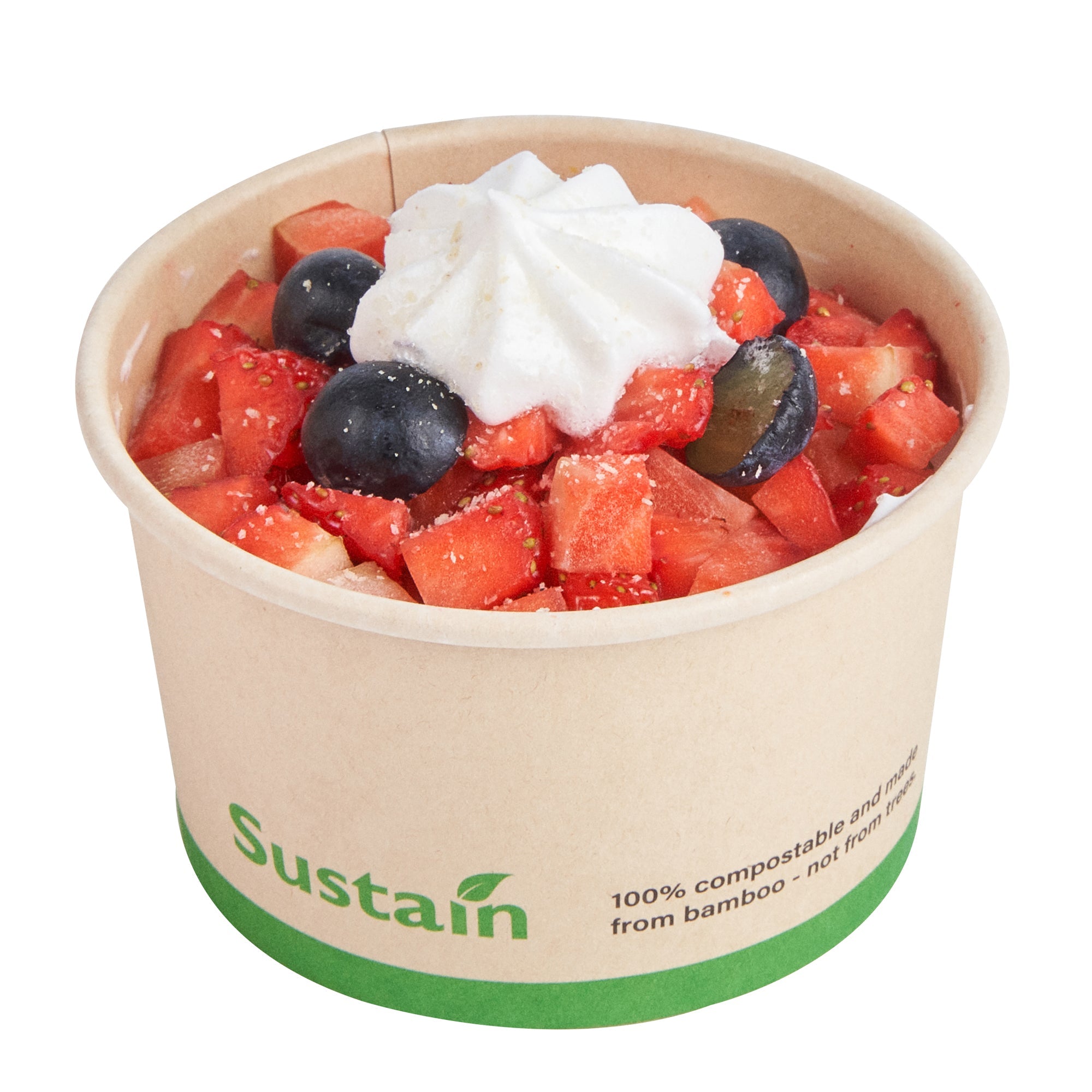 Sustain 5 oz Round Bamboo Paper To Go Cup - with PLA Lining, Compostable - 3 1/4" x 3 1/4" x 2" - 50 count box