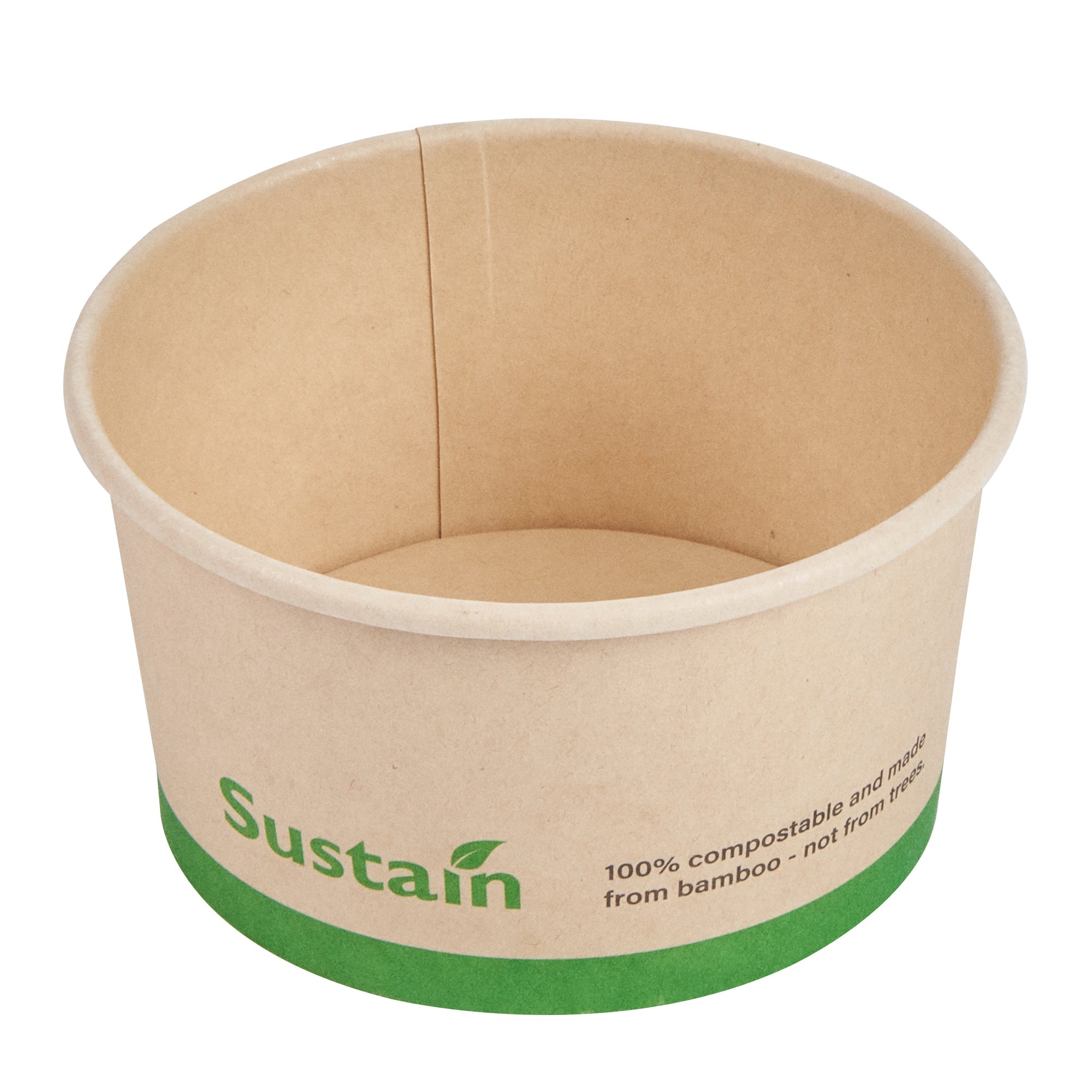 Sustain 8 oz Round Bamboo Paper To Go Cup - with PLA Lining, Compostable - 3 3/4" x 3 3/4" x 2 1/4" - 50 count box