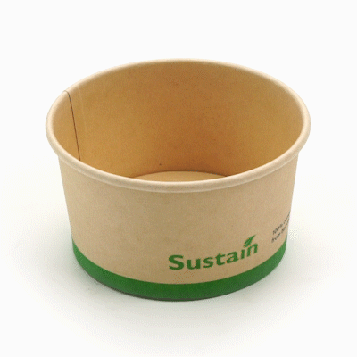 Sustain 8 oz Round Bamboo Paper To Go Cup - with PLA Lining, Compostable - 3 3/4" x 3 3/4" x 2 1/4" - 200 count box