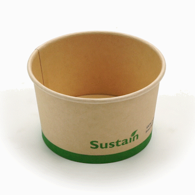 Sustain 12 oz Round Bamboo Paper To Go Cup - with PLA Lining, Compostable - 4" x 4" x 2 1/4" - 50 count box