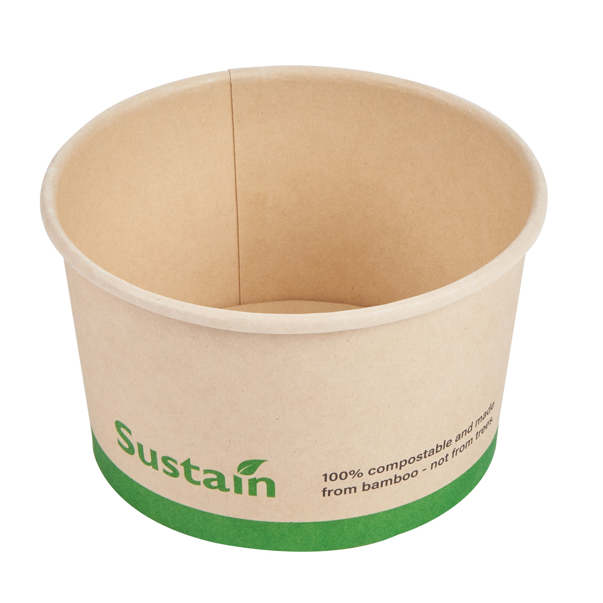 Sustain 12 oz Round Bamboo Paper To Go Cup - with PLA Lining, Compostable - 4" x 4" x 2 1/4" - 50 count box