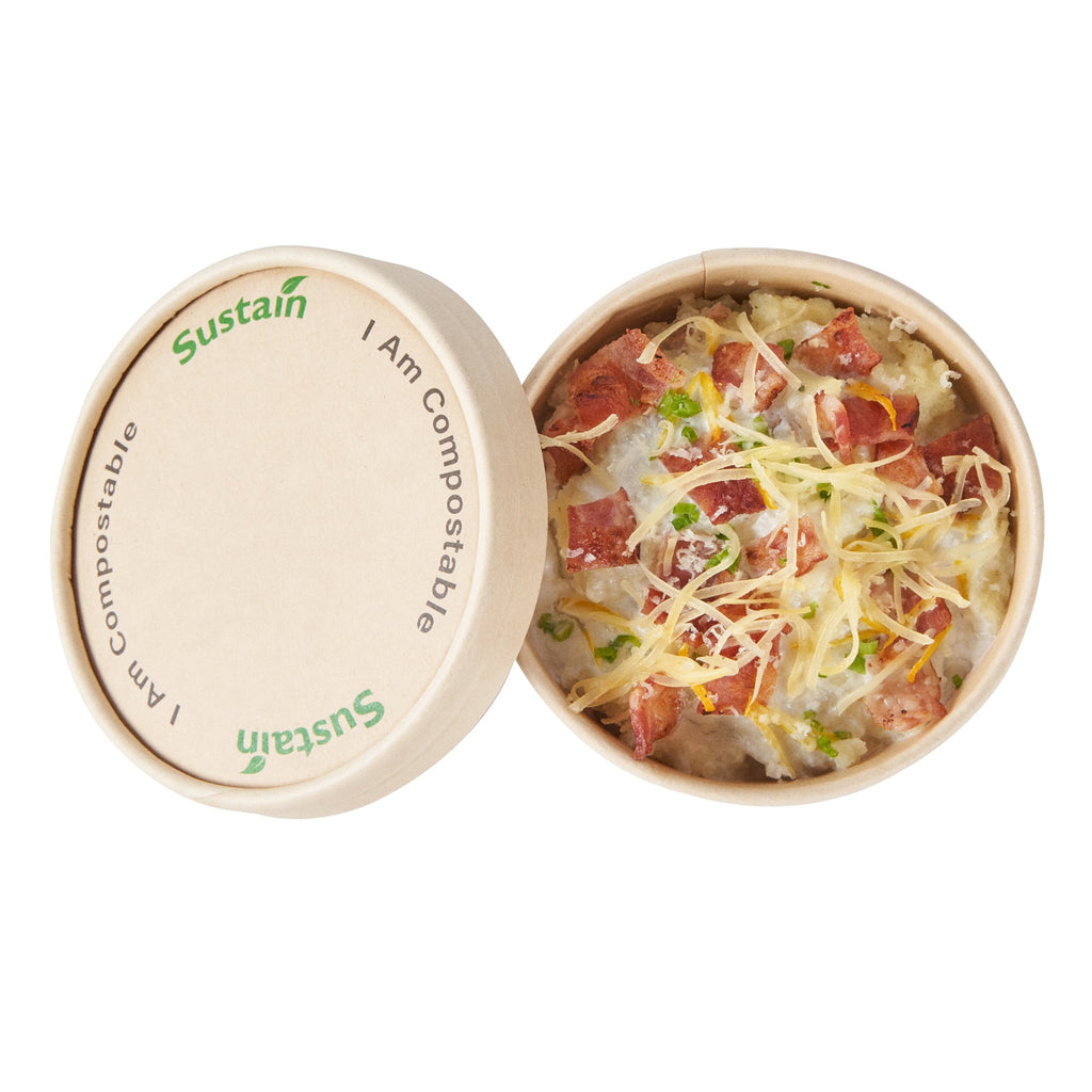 Sustain Round Bamboo Paper To Go Cup Lid - with PLA Lining, Fits 8 oz - 50 count box