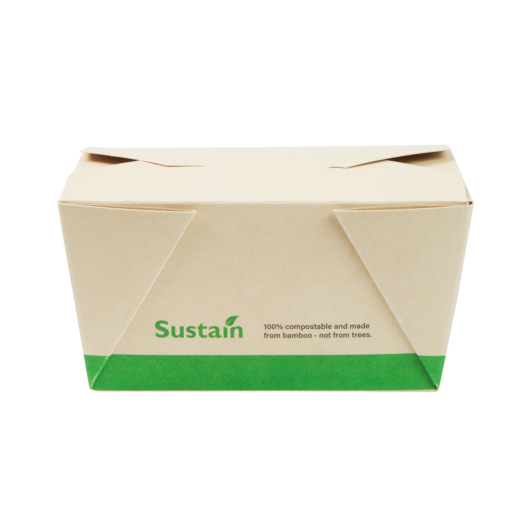 Sustain 30 oz Rectangle Bamboo Paper #1 Bio Box Take Out Container - with PLA Lining, Compostable - 5" x 4" x 2 1/2" - 50 count box