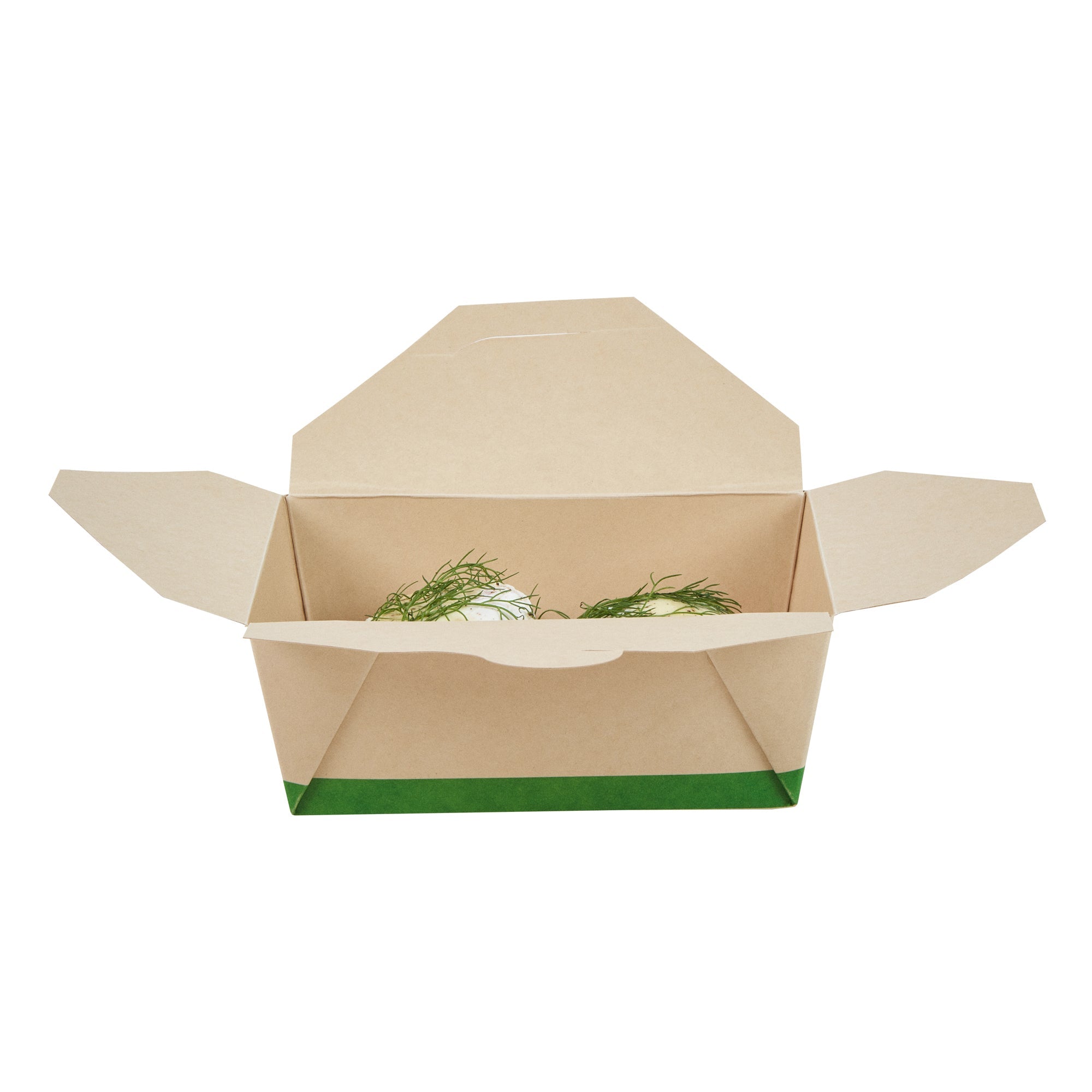 Sustain 45 oz Rectangle Bamboo Paper #8 Bio Box Take Out Container - with PLA Lining, Compostable - 6 3/4" x 5 1/2" x 2 1/2" - 50 count box