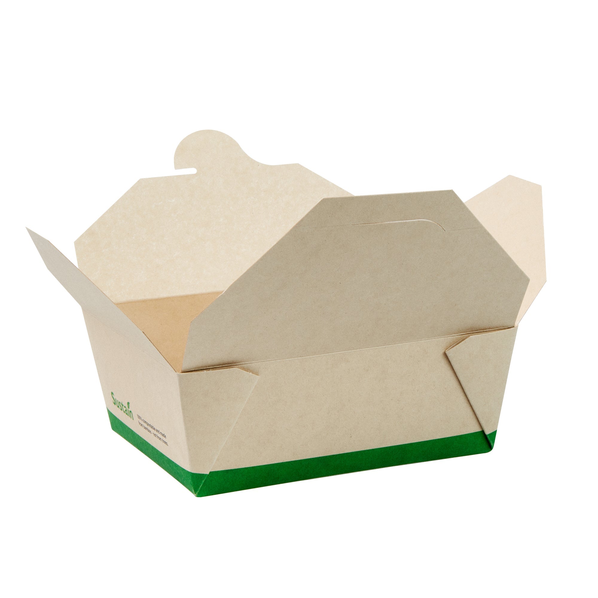Sustain 45 oz Rectangle Bamboo Paper #8 Bio Box Take Out Container - with PLA Lining, Compostable - 6 3/4" x 5 1/2" x 2 1/2" - 50 count box