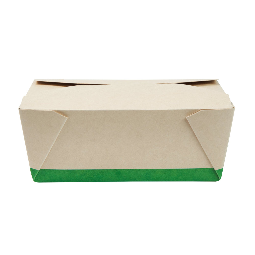 Sustain 45 oz Rectangle Bamboo Paper #8 Bio Box Take Out Container - with PLA Lining, Compostable - 6 3/4" x 5 1/2" x 2 1/2" - 200 count box