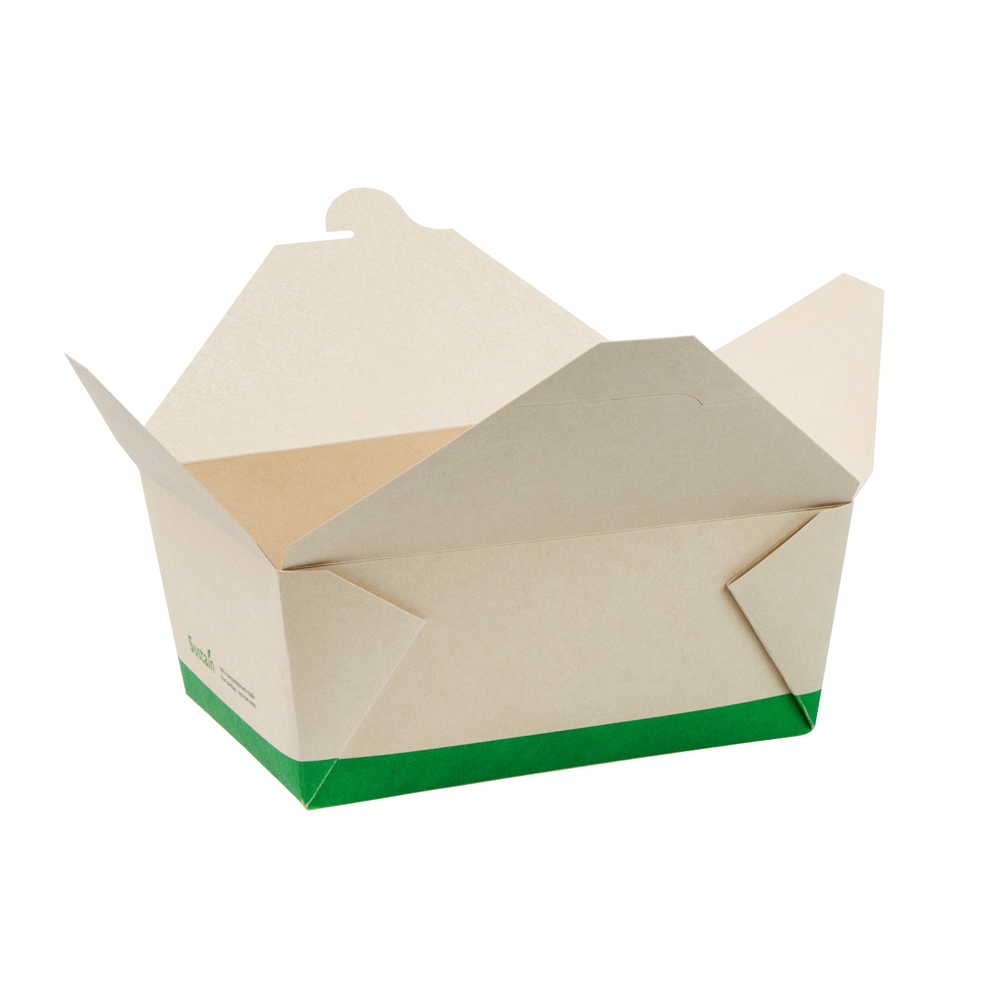 Sustain 98 oz Rectangle Bamboo Paper #4 Bio Box Take Out Container - with PLA Lining, Compostable - 8 1/2" x 6 1/4" x 3 1/2" - 200 count box