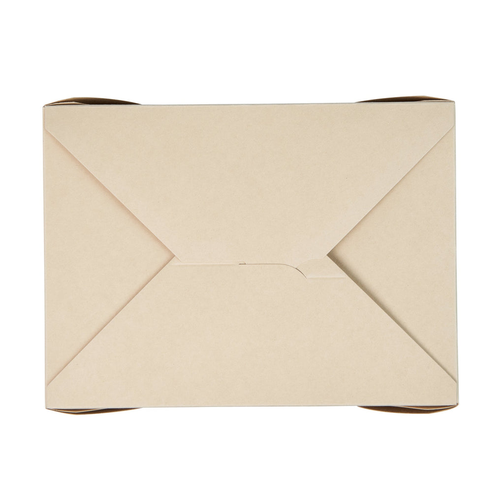 Sustain 98 oz Rectangle Bamboo Paper #4 Bio Box Take Out Container - with PLA Lining, Compostable - 8 1/2" x 6 1/4" x 3 1/2" - 200 count box