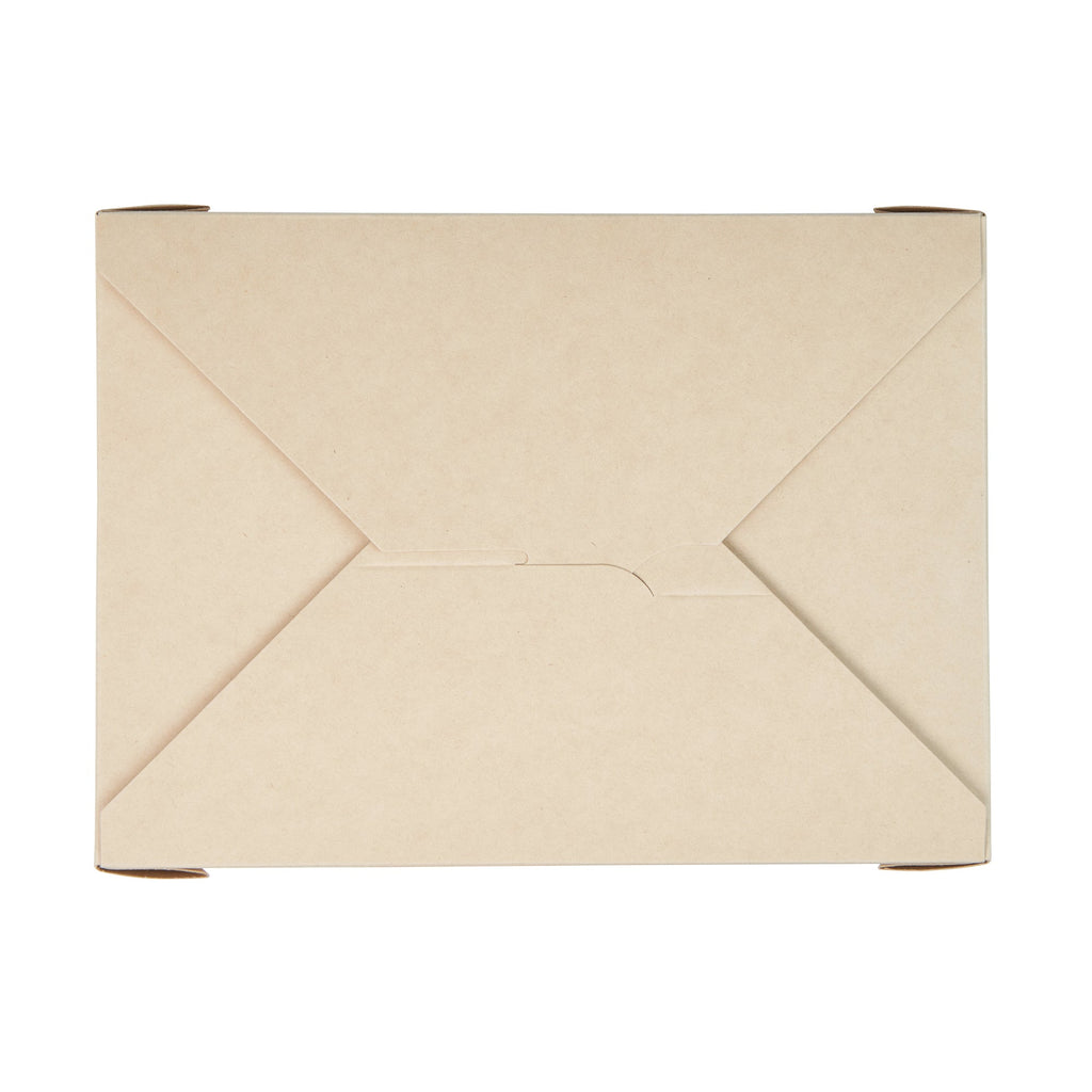 Sustain 49 oz Rectangle Bamboo Paper #2 Bio Box Take Out Container - with PLA Lining, Compostable - 8 1/2" x 6 1/4" x 2" - 50 count box