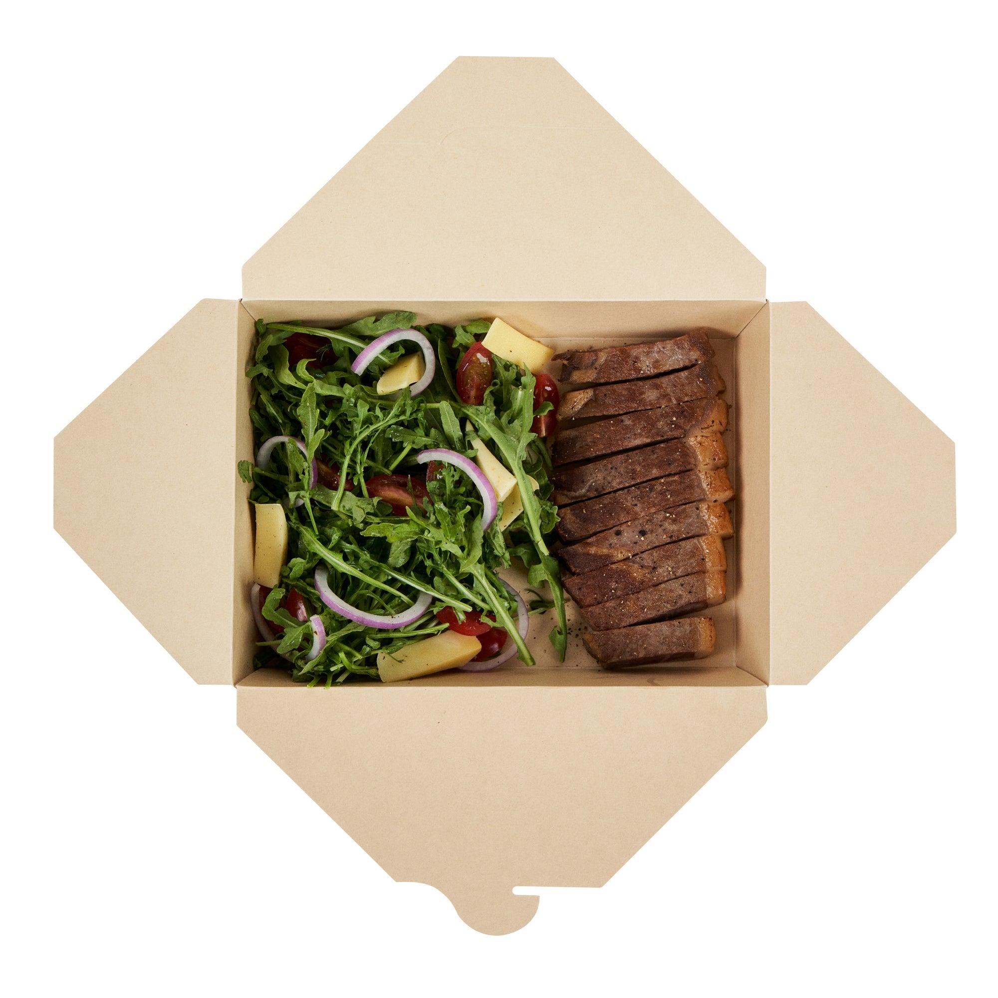 Sustain 49 oz Rectangle Bamboo Paper #2 Bio Box Take Out Container - with PLA Lining, Compostable - 8 1/2" x 6 1/4" x 2" - 200 count box