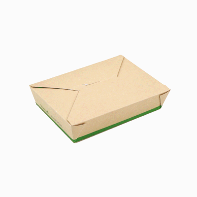 Sustain 49 oz Rectangle Bamboo Paper #2 Bio Box Take Out Container - with PLA Lining, Compostable - 8 1/2" x 6 1/4" x 2" - 200 count box
