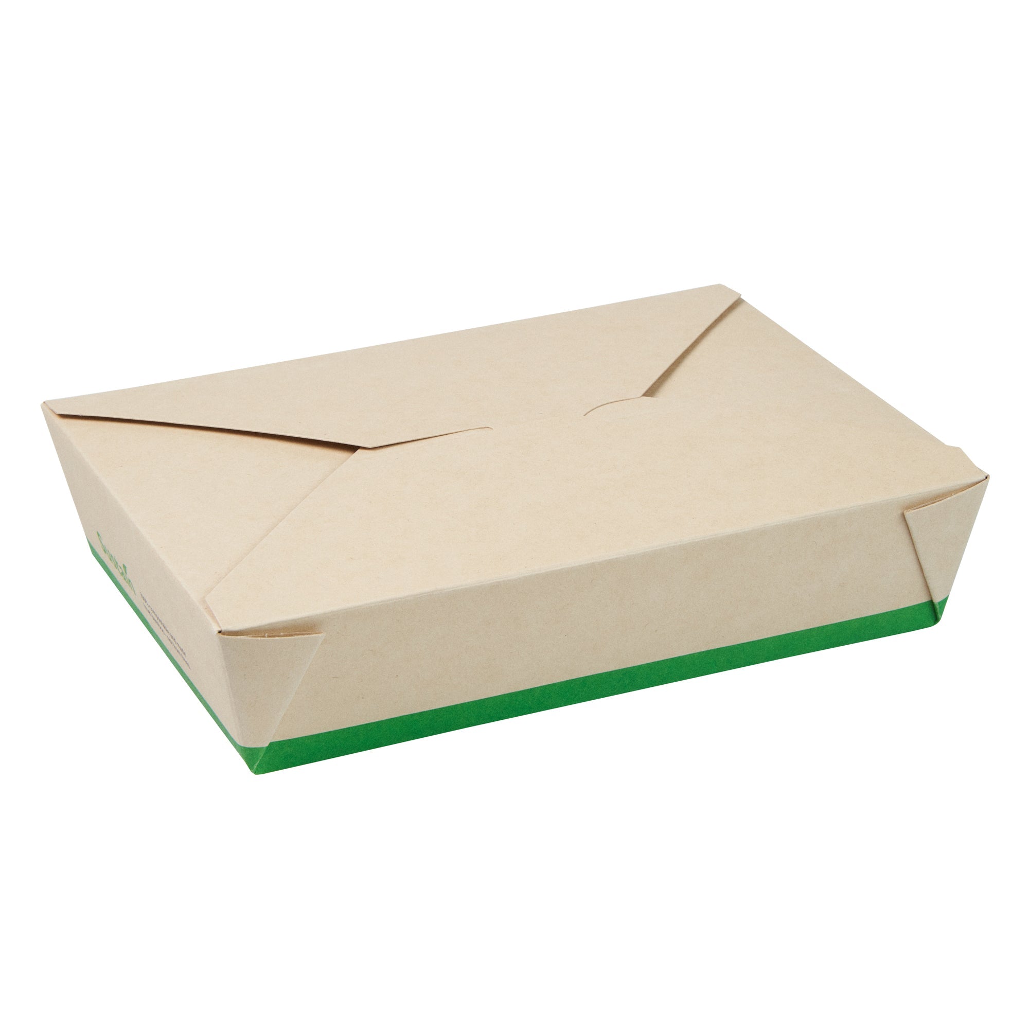 Sustain 49 oz Rectangle Bamboo Paper #2 Bio Box Take Out Container - with PLA Lining, Compostable - 8 1/2" x 6 1/4" x 2" - 200 count box