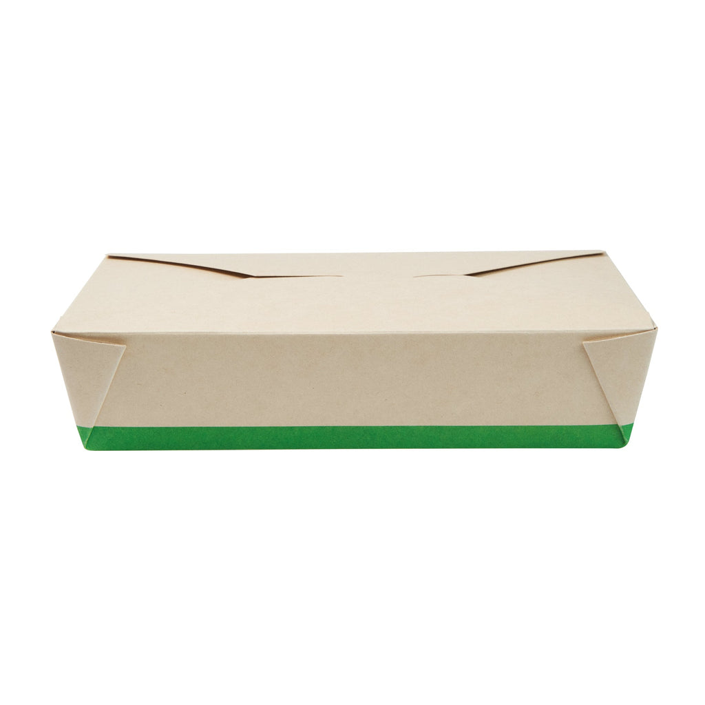 Sustain 49 oz Rectangle Bamboo Paper #2 Bio Box Take Out Container - with PLA Lining, Compostable - 8 1/2" x 6 1/4" x 2" - 200 count box