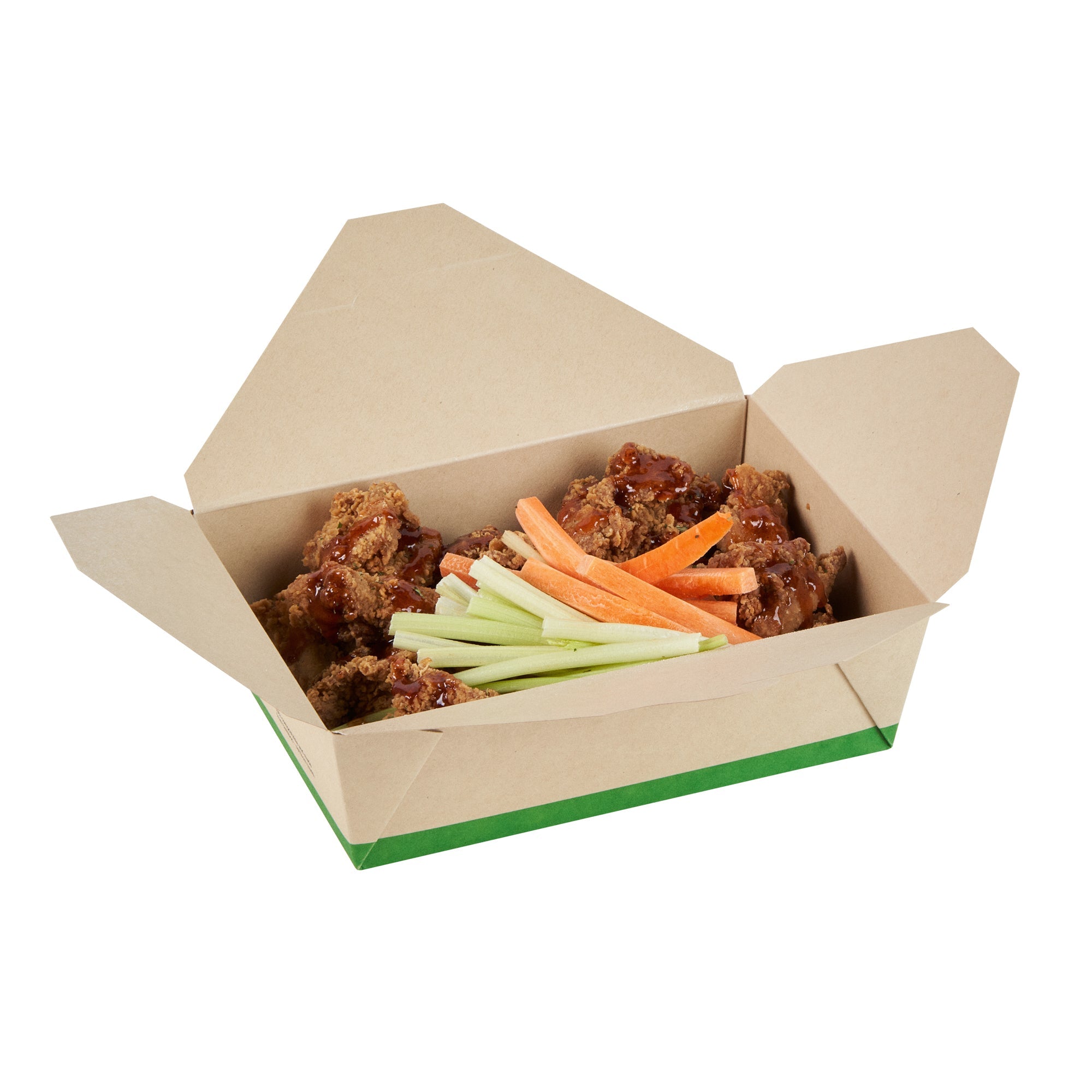Sustain 71 oz Rectangle Bamboo Paper #3 Bio Box Take Out Container - with PLA Lining, Compostable - 8 1/2" x 6 1/4" x 2 1/2" - 50 count box
