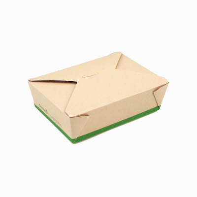 Sustain 71 oz Rectangle Bamboo Paper #3 Bio Box Take Out Container - with PLA Lining, Compostable - 8 1/2" x 6 1/4" x 2 1/2" - 50 count box
