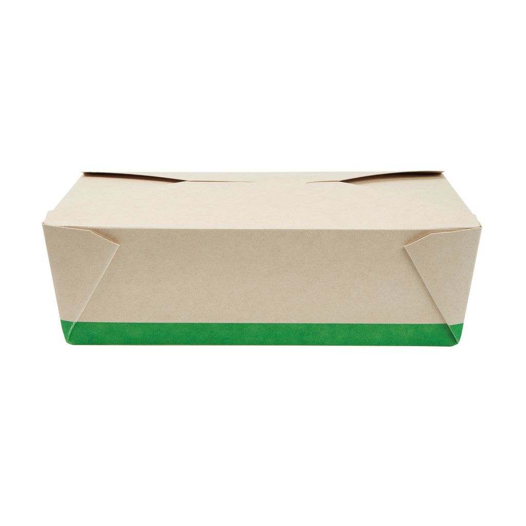 Sustain 71 oz Rectangle Bamboo Paper #3 Bio Box Take Out Container - with PLA Lining, Compostable - 8 1/2" x 6 1/4" x 2 1/2" - 50 count box