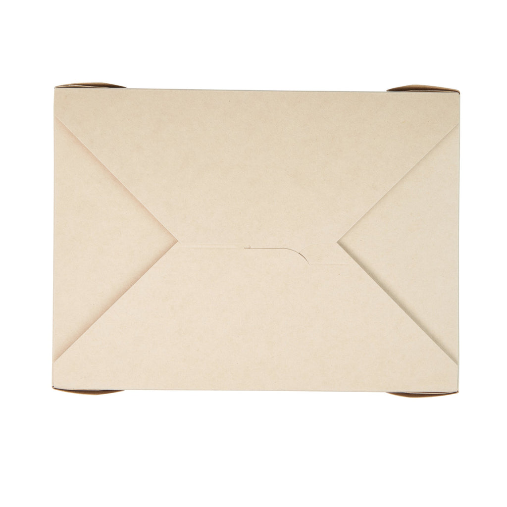 Sustain 71 oz Rectangle Bamboo Paper #3 Bio Box Take Out Container - with PLA Lining, Compostable - 8 1/2" x 6 1/4" x 2 1/2" - 50 count box