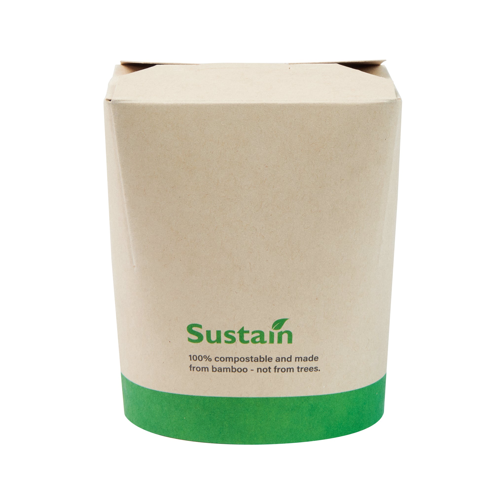 Sustain 16 oz Round Bamboo Paper Noodle Take Out Container - with PLA Lining, Compostable - 3 1/4" x 3" x 4" - 50 count box
