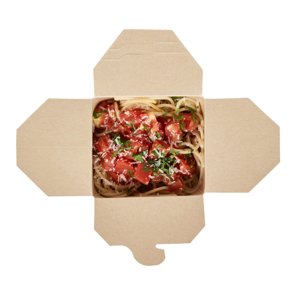 Sustain 26 oz Round Bamboo Paper Noodle Take Out Container - with PLA Lining, Compostable - 4" x 3 1/2" x 3 3/4" - 50 count box