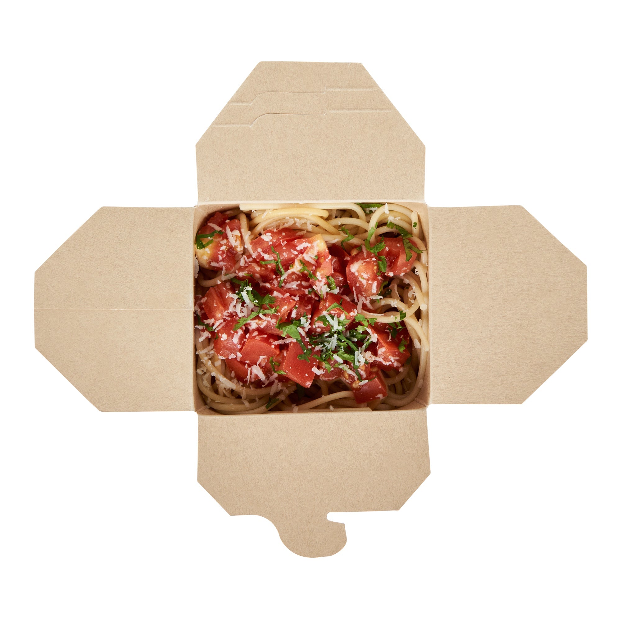 Sustain 26 oz Round Bamboo Paper Noodle Take Out Container - with PLA Lining, Compostable - 4" x 3 1/2" x 3 3/4" - 50 count box