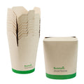 Sustain 32 oz Round Bamboo Paper Noodle Take Out Container - with PLA Lining, Compostable - 4" x 3 1/2" x 4 1/2" - 50 count box