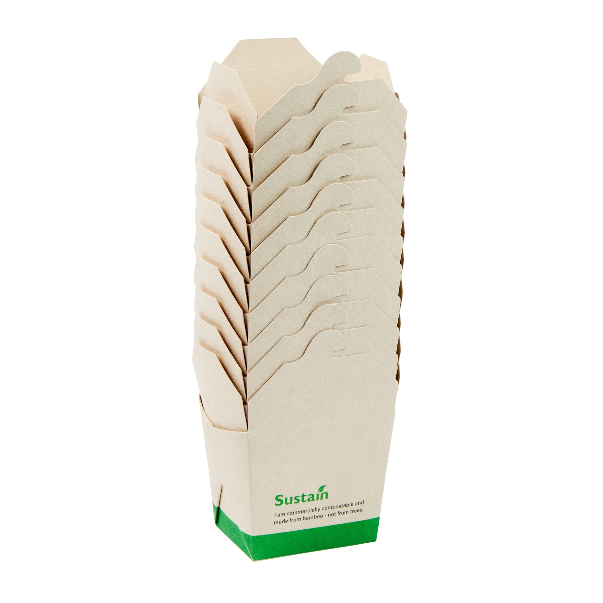 Sustain 8 oz Square Bamboo Paper Noodle Take Out Container - with PLA Lining, Compostable - 2 3/4" x 2 1/4" x 2 1/2" - 200 count box