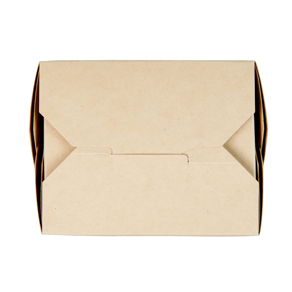 Sustain 16 oz Square Bamboo Paper Noodle Take Out Container - with PLA Lining, Compostable - 3 1/2" x 3" x 3 1/4" - 50 count box