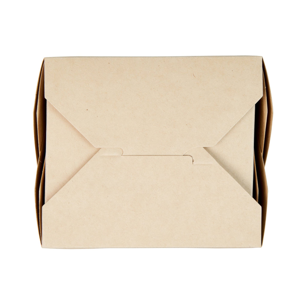 Sustain 26 oz Square Bamboo Paper Noodle Take Out Container - with PLA Lining, Compostable - 4" x 3 1/2" x 4" - 200 count box