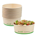 Sustain 25 oz Round Bamboo Paper Salad Container - with PLA Lining, Compostable - 6" x 6" x 2 1/2" - 50 count box