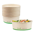 Sustain 44 oz Round Bamboo Paper Salad Container - with PLA Lining, Compostable - 7 1/4" x 7 1/4" x 2 1/2" - 50 count box