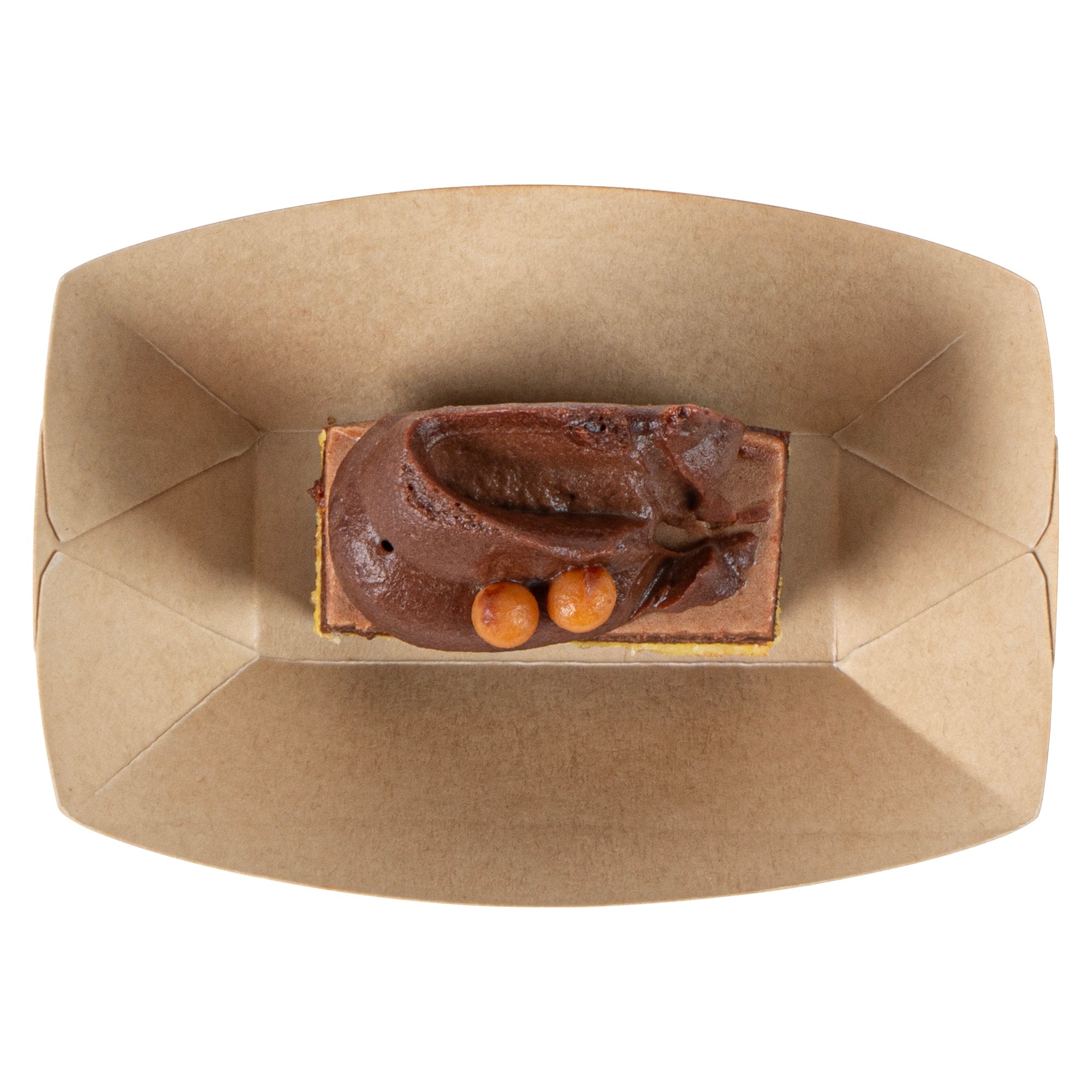Sustain 2 oz Bamboo Paper Food Tray / Boat - with PLA Lining, Compostable - 2" x 3/4" x 1 1/4" - 50 count box