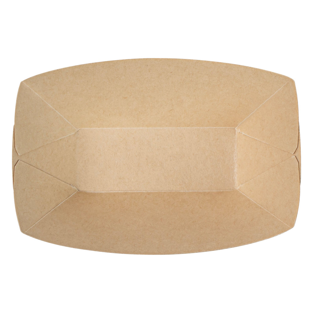 Sustain 2 oz Bamboo Paper Food Tray / Boat - with PLA Lining, Compostable - 2" x 3/4" x 1 1/4" - 400 count box