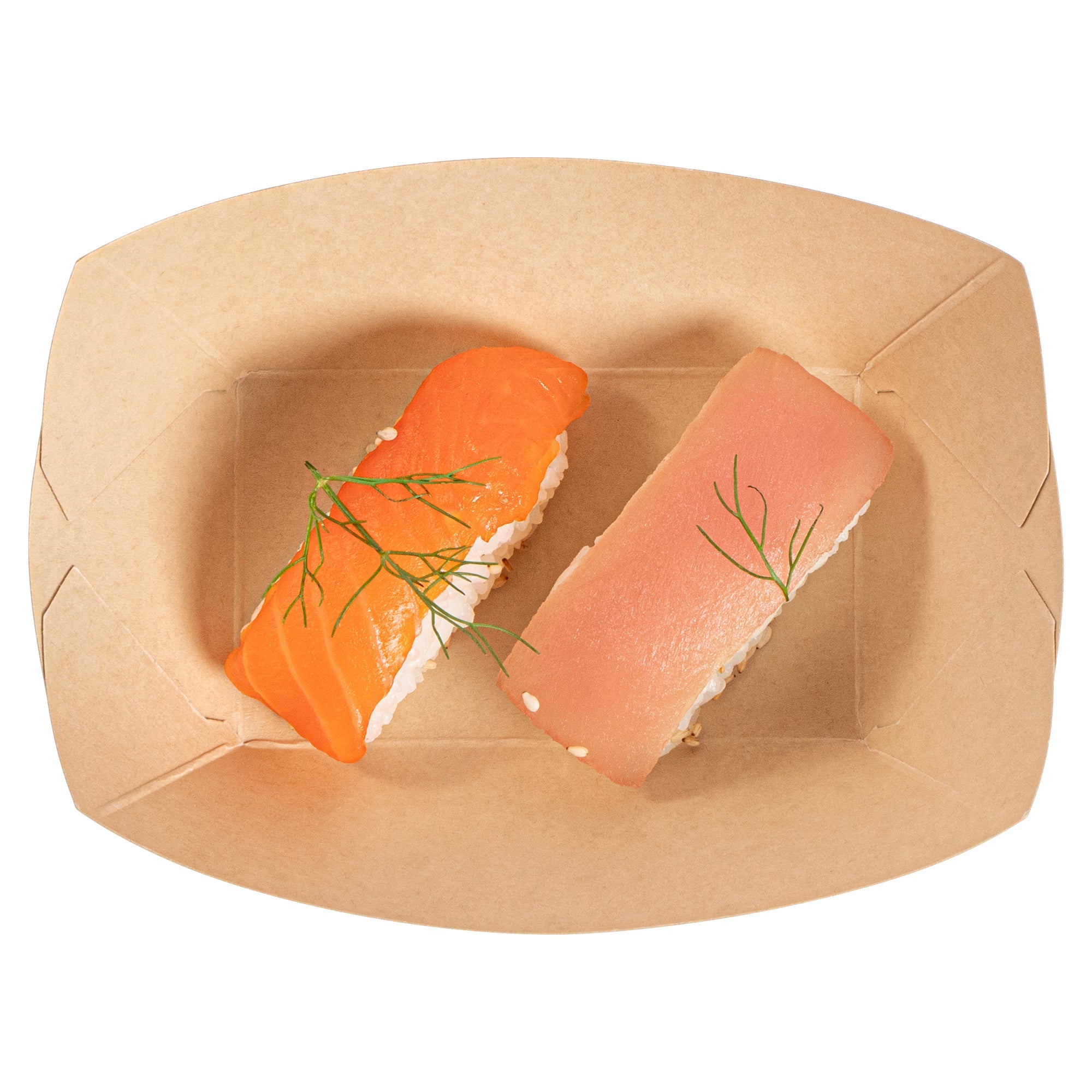 Sustain 6 oz Bamboo Paper #40 Food Tray / Boat - with PLA Lining, Compostable - 3 1/4" x 2" x 1 1/2" - 400 count box