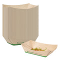 Sustain 1/2 lb Bamboo Paper #50 Food Tray / Boat - with PLA Lining, Compostable - 4 1/4" x 2 3/4" x 1 1/2" - 400 count box