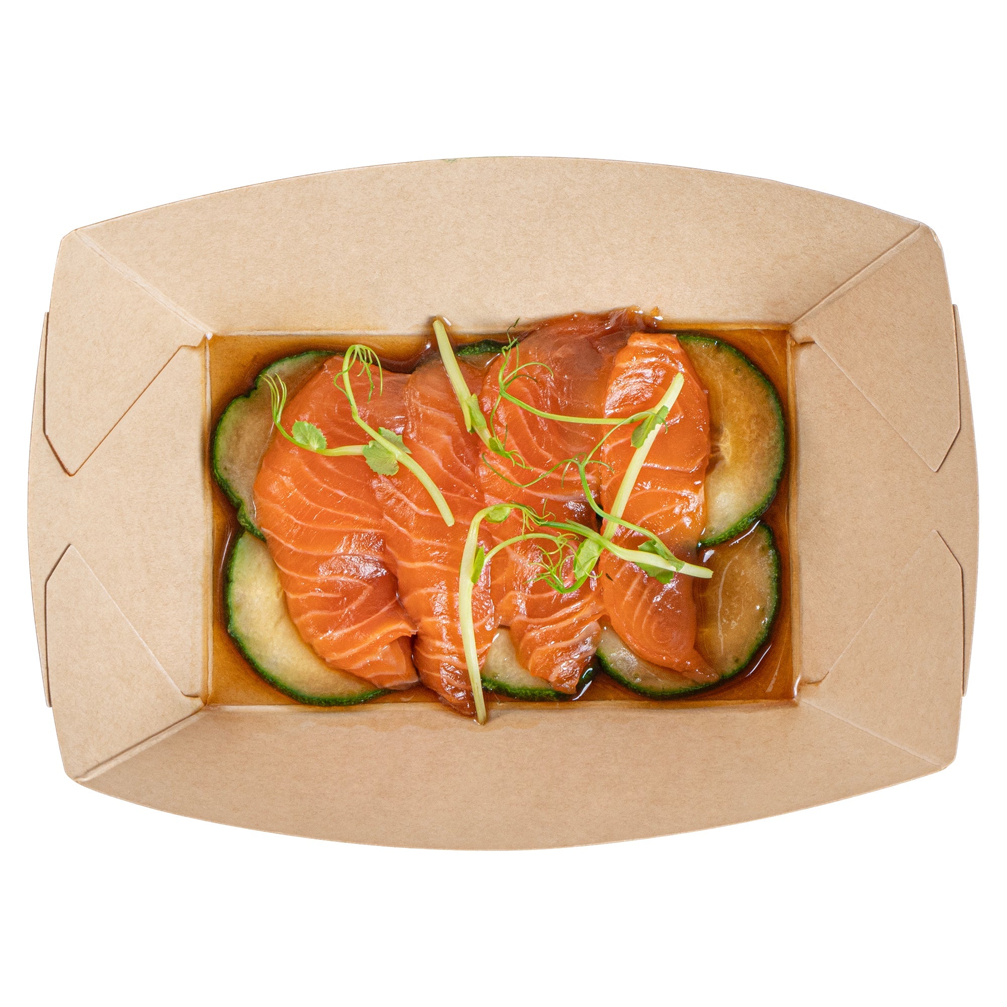 Sustain 1/2 lb Bamboo Paper #50 Food Tray / Boat - with PLA Lining, Compostable - 4 1/4" x 2 3/4" x 1 1/2" - 50 count box