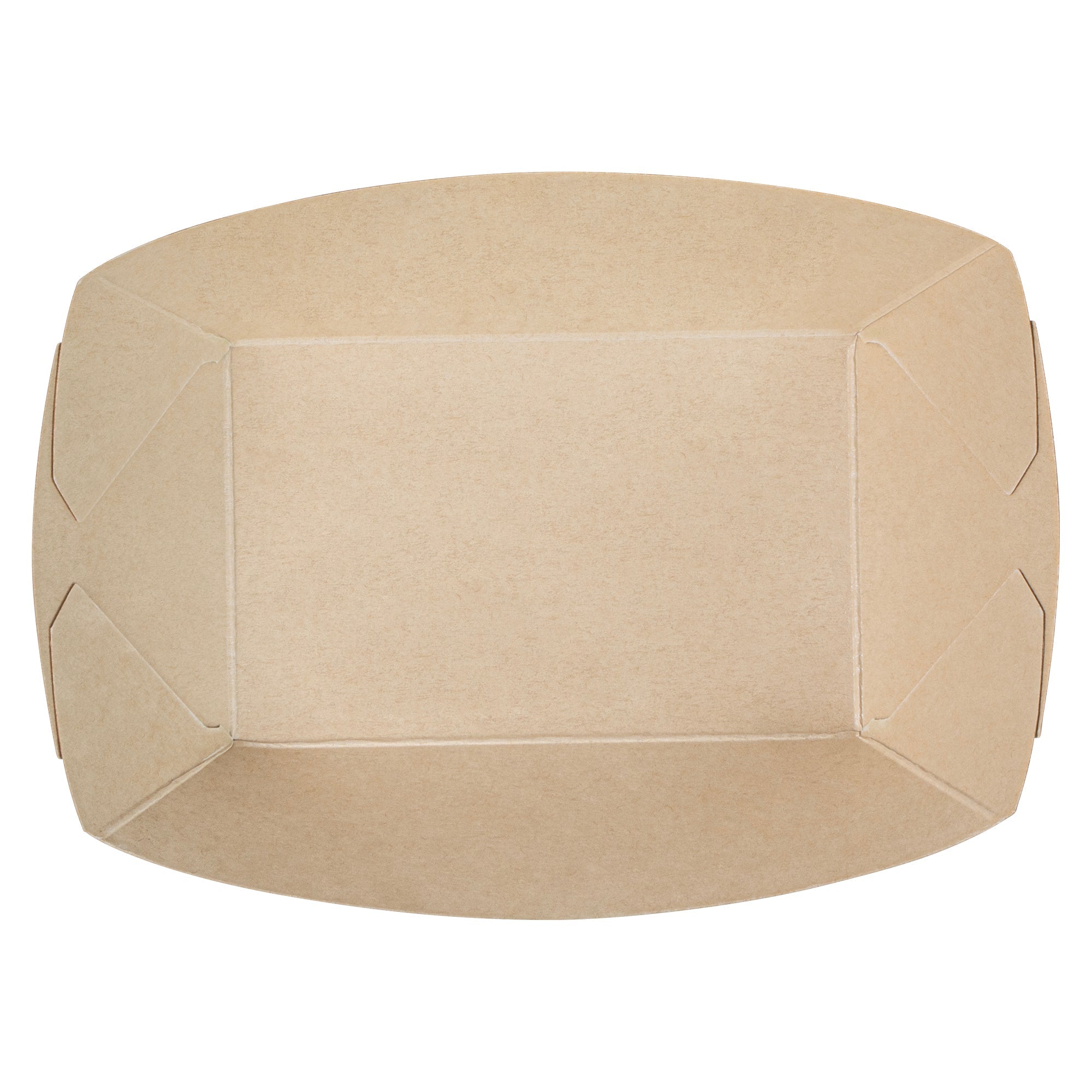 Sustain 1/2 lb Bamboo Paper #50 Food Tray / Boat - with PLA Lining, Compostable - 4 1/4" x 2 3/4" x 1 1/2" - 50 count box