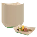 Sustain 1 lb Bamboo Paper #100 Food Tray / Boat - with PLA Lining, Compostable - 5 1/2" x 3 1/2" x 2" - 50 count box