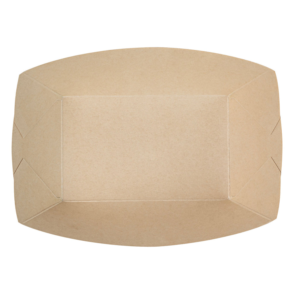 Sustain 1 lb Bamboo Paper #100 Food Tray / Boat - with PLA Lining, Compostable - 5 1/2" x 3 1/2" x 2" - 50 count box