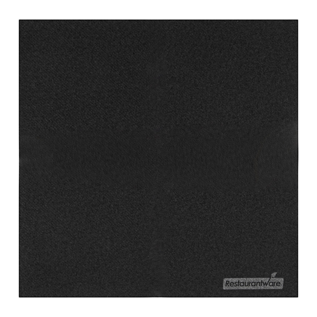 Luxenap Square Black Paper Linen-Feel Cocktail Napkin - Air Laid - 9 1/2" x 9 1/2" - 50 count box