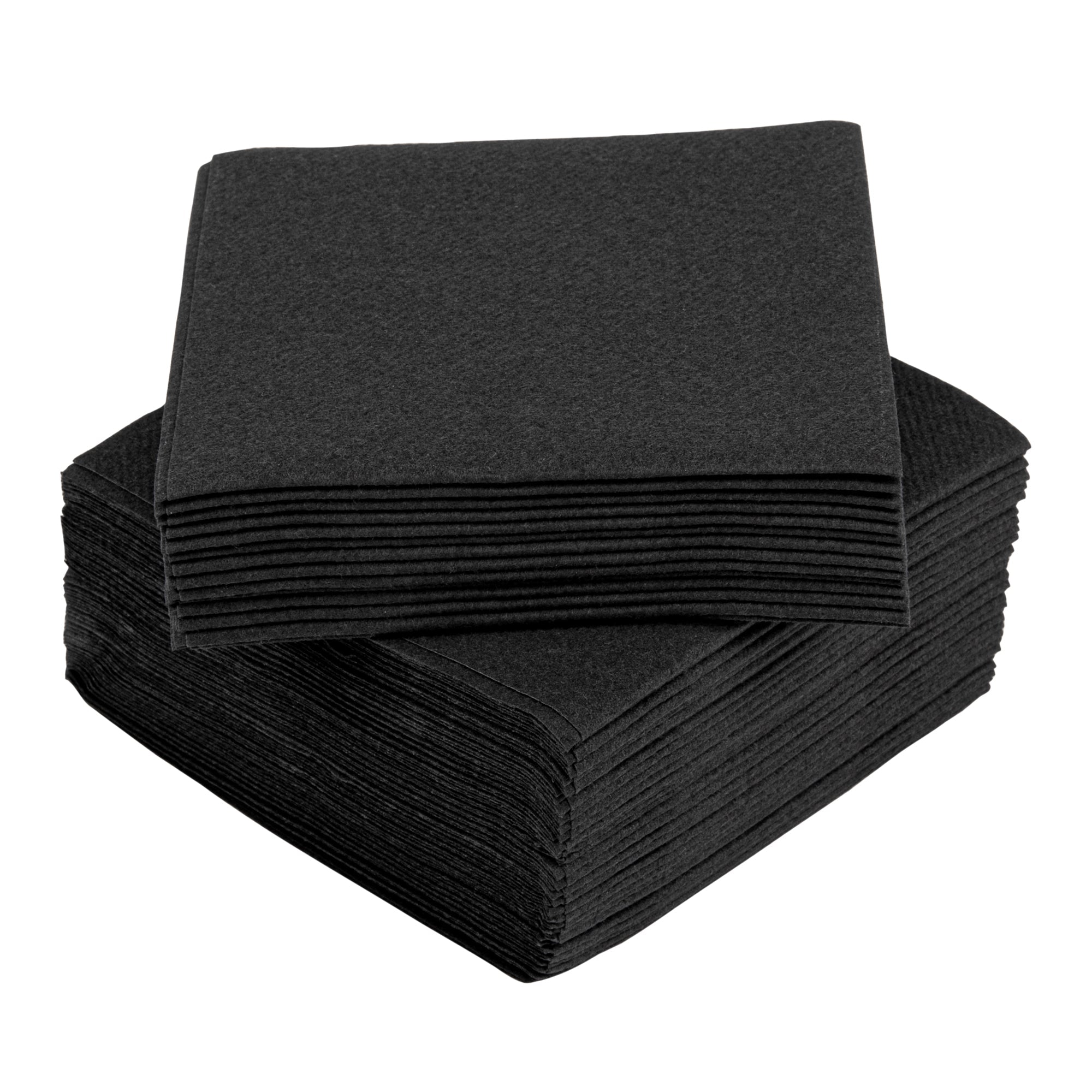 Luxenap Square Black Paper Linen-Feel Cocktail Napkin - Air Laid - 9 1/2" x 9 1/2" - 50 count box